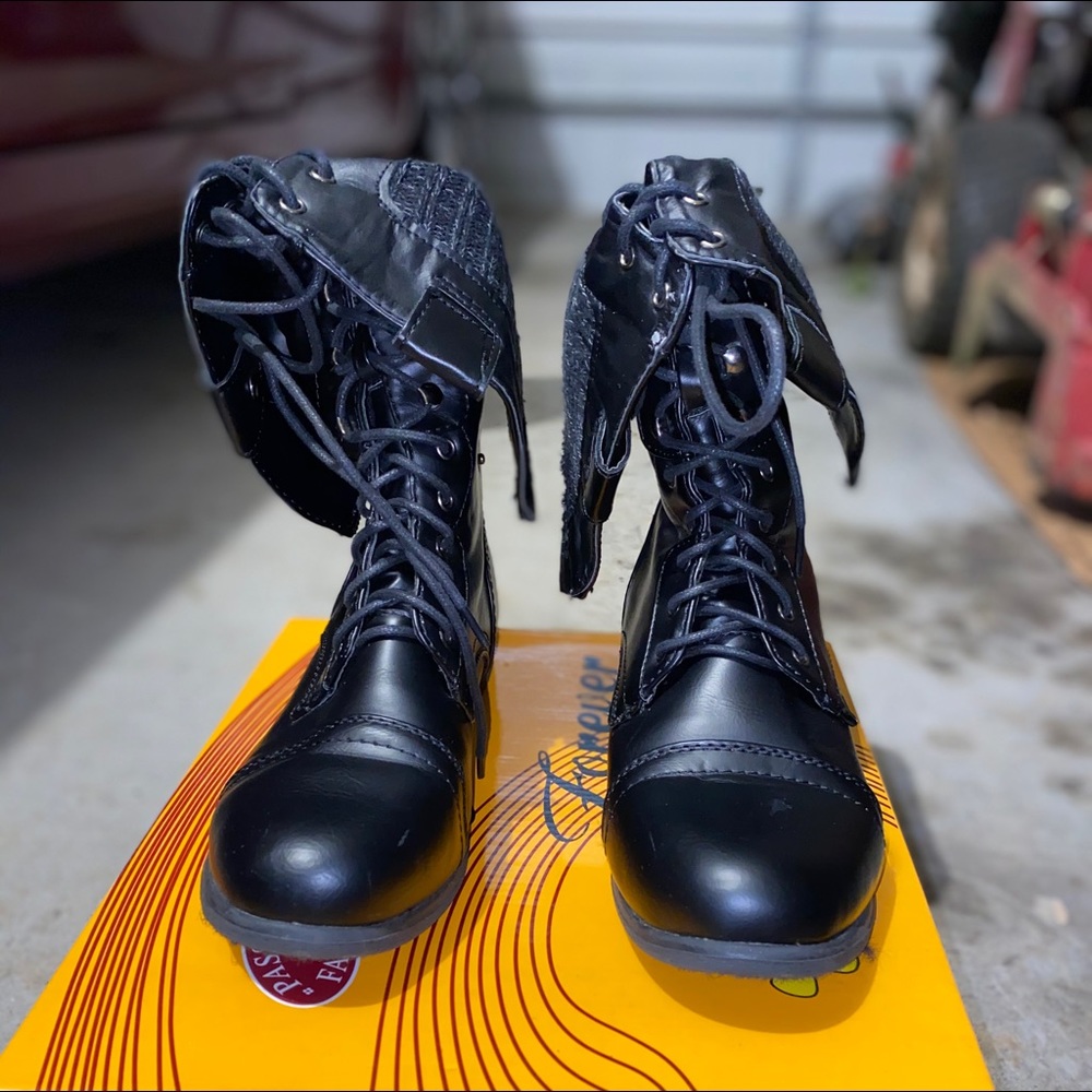 Black combat boots